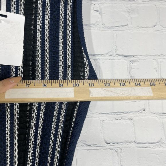 Harlyn Fit and Flare Dress Women’s Medium Navy Blue Sleeveless Open Knit Fit NWT - Picture 14 of 16